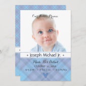 小さな王子の男の赤ちゃん誕生のお知らせ 案内状 (正面/裏面)