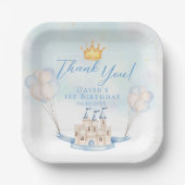 小さな王子の童話の城の王冠1歳の誕生日 ペーパープレート (正面)