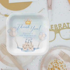 小さな王子の童話の城の王冠1歳の誕生日 ペーパープレート