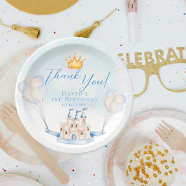 小さな王子の童話の城の王冠1歳の誕生日 ペーパープレート