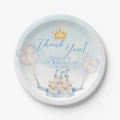 小さな王子の童話の城の王冠1歳の誕生日 ペーパープレート (正面)