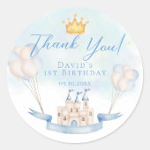小さな王子の童話の城の王冠1歳の誕生日 ラウンドシール (正面)