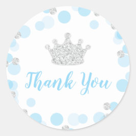 小さな王子の赤ちゃんシャワー青い銀ありがとう ラウンドシール