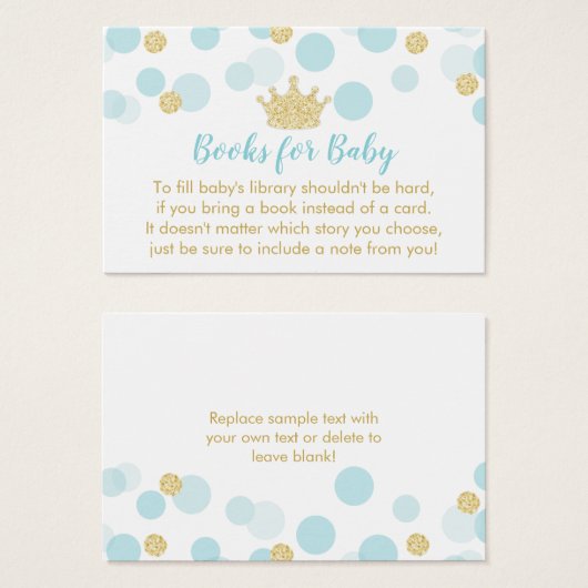 小さな王子の赤ん坊のシャワーが本の要求をもたらす (正面&裏面)