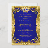 小さな王子の道ベビーシャワー金ゴールドブルー 招待状 (裏面)