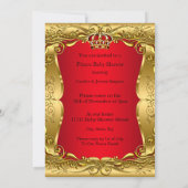 小さな王子の道赤ちゃんシャワー金ゴールド赤 招待状 (裏面)