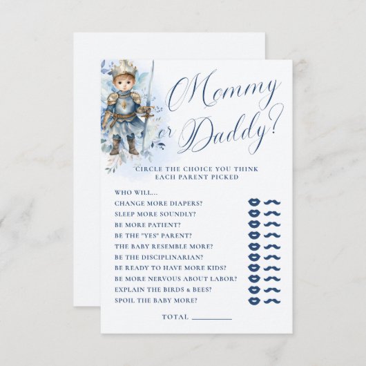 小さな王子の青王室のいシャワーのママかパパ エンクロージャーカード (正面/裏面)