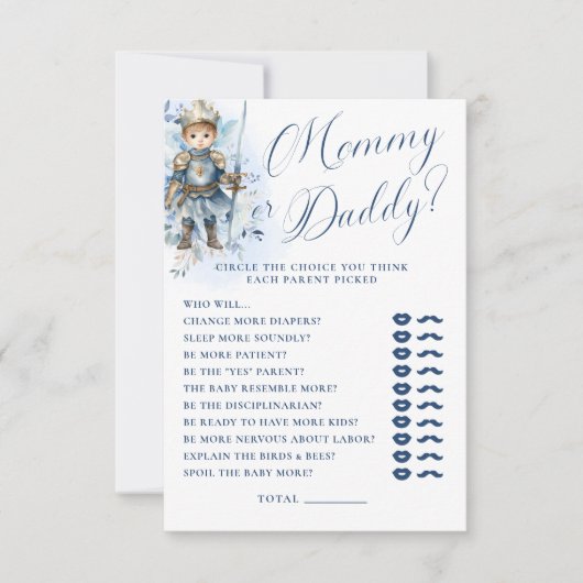 小さな王子の青王室のいシャワーのママかパパ 招待状 (正面)