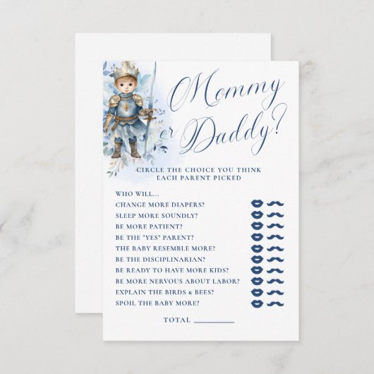 小さな王子の青王室のいシャワーのママかパパ 招待状 (正面/裏面)