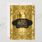 小さな王子は彼の道にある赤ちゃんシャワー黄金 招待状 (正面)
