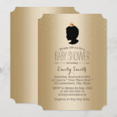 小さな王子シルエット ゴールド メタリック ベビーシャワー 招待状 (正面/裏面)