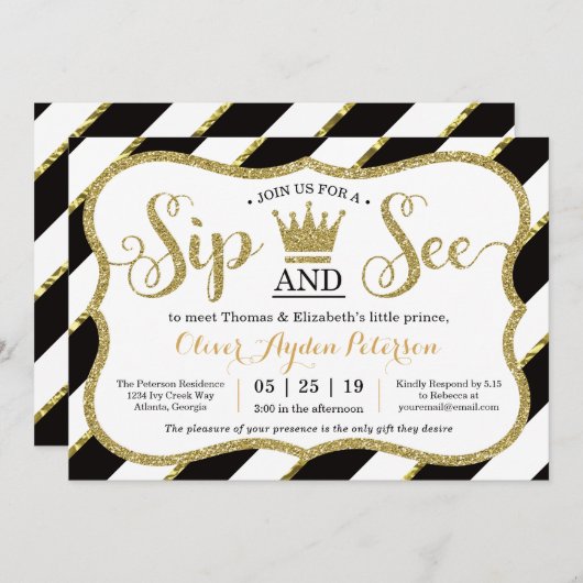 小さな王子様のお披露目パーティー招待状 招待状 (正面/裏面)