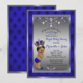 小さな王子様のベビーシャワー招待状, ロイヤル シルバー 招待状 (正面/裏面)