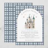 小さな王子王室の城の赤ちゃんシャワー 招待状 (正面/裏面)