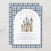 小さな王子王室の城の赤ちゃんシャワー 招待状 (正面/裏面)