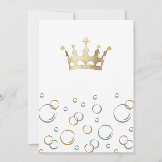 小さな王子 |青王室のと金ゴールドの赤ちゃんシャワー 招待状 (裏面)