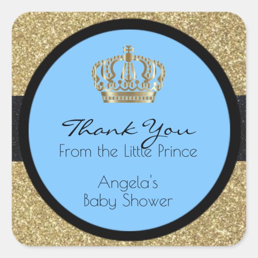 小さな王室の王子の赤ちゃんシャワー青い少年 スクエアシール (正面)