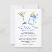 小さな王様がやってくる、 マティーニブルー ベイビーシャワー 招待状 (正面)