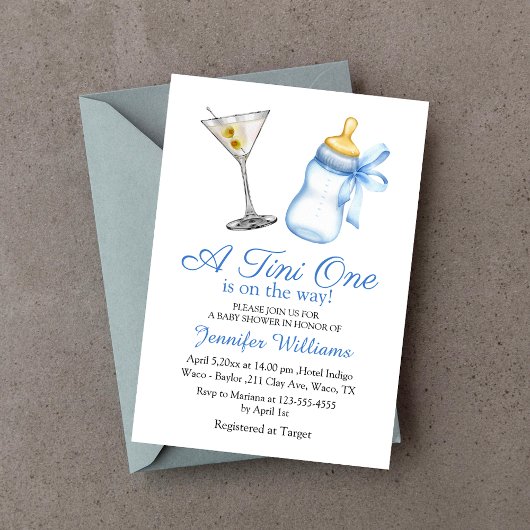 小さな王様がやってくる、 マティーニブルー ベイビーシャワー 招待状