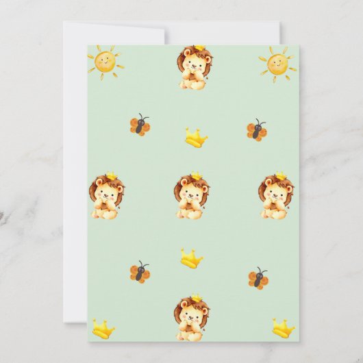 小さな王様のライオンのジャングルベビーシャワー 招待状 (裏面)