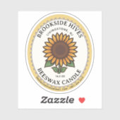 小さな瓶の楕円形ひまわり蜜蝋燭ラベル シール (シート)