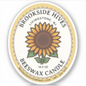 小さな瓶の楕円形ひまわり蜜蝋燭ラベル シール (正面)