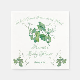 小さな甘いエンドウ豆が途中だ！赤ちゃんシャワー スタンダードカクテルナプキン