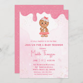 小さな甘いジンジャーブレッドのクリスマスベビーシャワー 招待状 (正面/裏面)