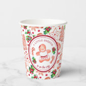 小さな甘いジンジャーブレッドのクリスマスベビーシャワー 紙コップ (裏面)