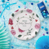 小さな甘いバレンタインピンクと赤の赤い赤い赤いシャワー ペーパープレート (パーティー)