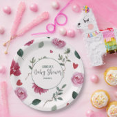 小さな甘いバレンタインピンクと赤の赤い赤い赤いシャワー ペーパープレート (パーティー)