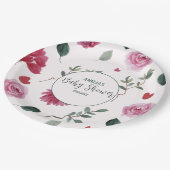 小さな甘いバレンタインピンクと赤の赤い赤い赤いシャワー ペーパープレート (アングル)