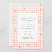 小さな甘いピンクのギンガムガールベビーシャワー 招待状 (正面)