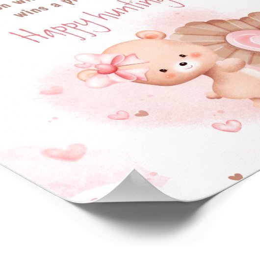 小さな甘いピンクの赤ちゃんシャワーおしゃぶり狩りサイン ポスター (角)