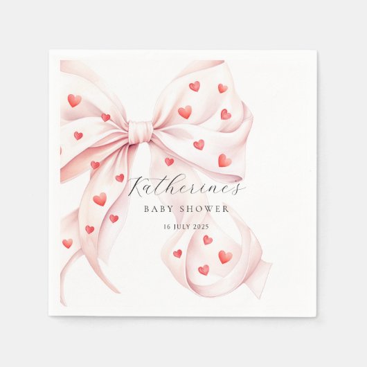 小さな甘いピンク赤い赤い赤いシャワー スタンダードカクテルナプキン (正面)