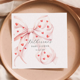 小さな甘いピンク赤い赤い赤いシャワー スタンダードカクテルナプキン