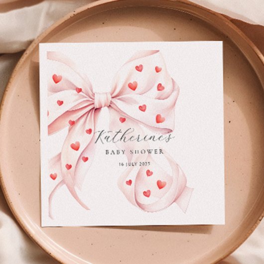 小さな甘いピンク赤い赤い赤いシャワー スタンダードカクテルナプキン