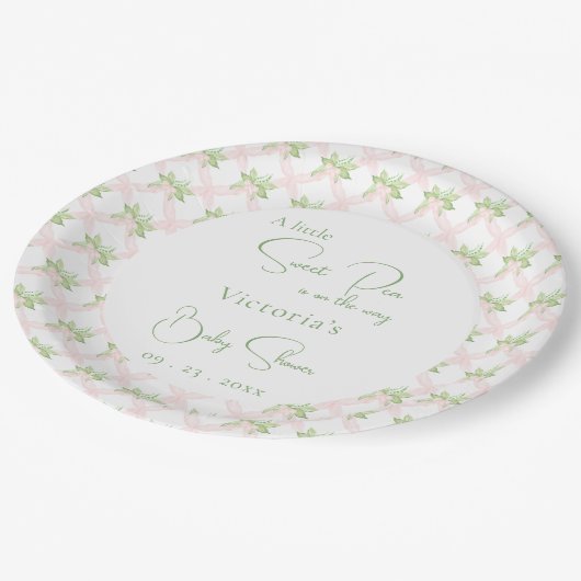 小さな甘いピーピンクガール赤ちゃんシャワー ペーパープレート (アングル)