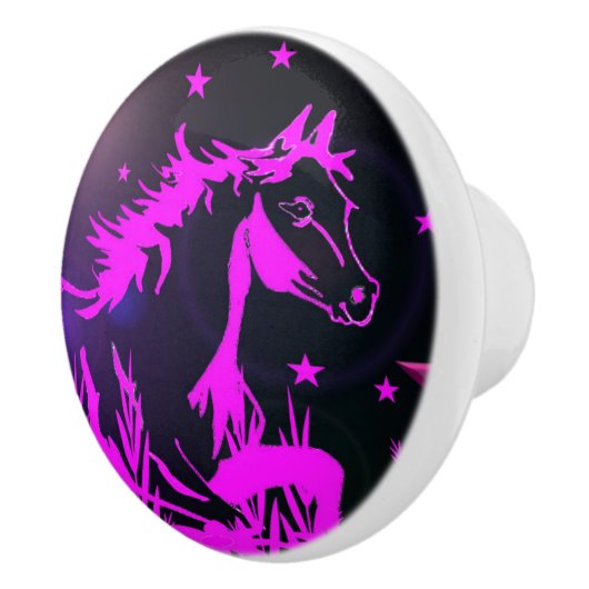 小さな甘いポニー、ピンク セラミックノブ (右)