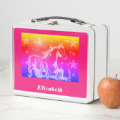 小さな甘いポニー、虹の色パーソナライズされた メタルランチボックス (インサイチュ)