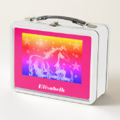 小さな甘いポニー、虹の色パーソナライズされた メタルランチボックス (正面)