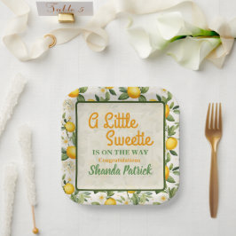 小さな甘いレモンのテーマ赤ちゃんシャワー ペーパープレート