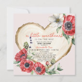 小さな甘い木のスライス車で赤ちゃんシャワー 招待状 (正面)