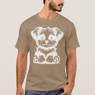 小さな甘い犬かわいい犬のポートレートヴィンテージ女の子 Tシャツ