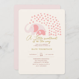 小さな甘い象の女の子の赤ちゃんシャワー 招待状