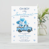 小さな甘い青いトラックの赤ちゃんシャワー 招待状 (スタンド正面)