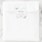 小さな甘い青エレガントい植物性の赤ちゃんシャワー スクエアシール (バッグ)