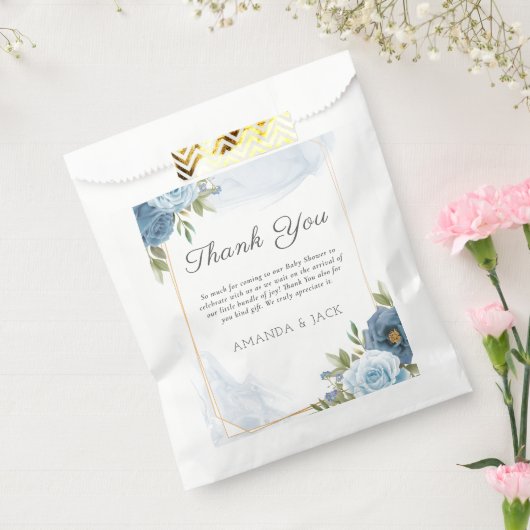 小さな甘い青エレガントい植物性の赤ちゃんシャワー フェイバーバッグ (封をした状態)