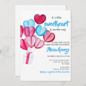 小さな甘い風船の赤ちゃんシャワー 招待状 (正面/裏面)