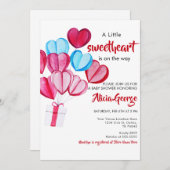 小さな甘い風船の赤ちゃんシャワー 招待状 (正面/裏面)